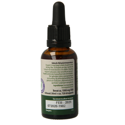 Jacob Hooy CBD plus olie 5% 30.00 Milliliter