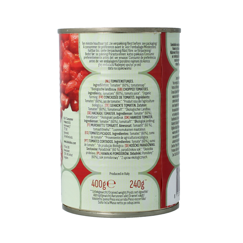 Bioidea Tomatenstukjes in blik bio 400 Gram