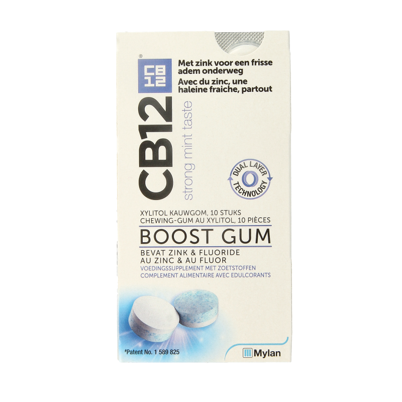 CB12 Mondverzorging boost kauwgom strong mint 10 Stuks