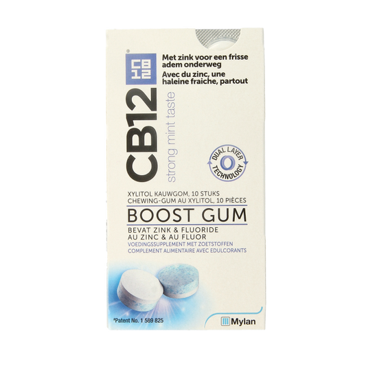 CB12 Mondverzorging boost kauwgom strong mint 10 Stuks