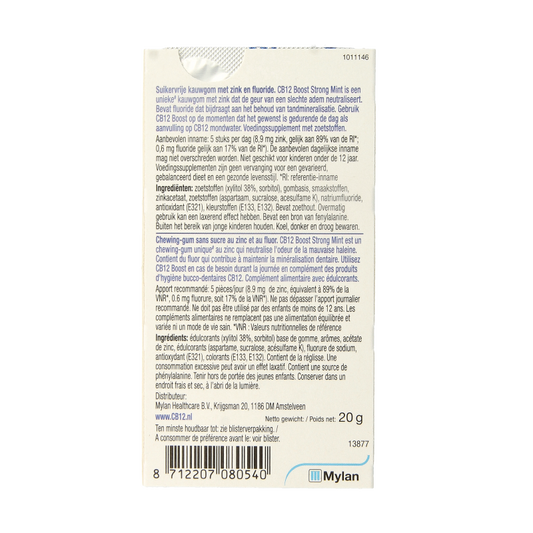 CB12 Mondverzorging boost kauwgom strong mint 10 Stuks