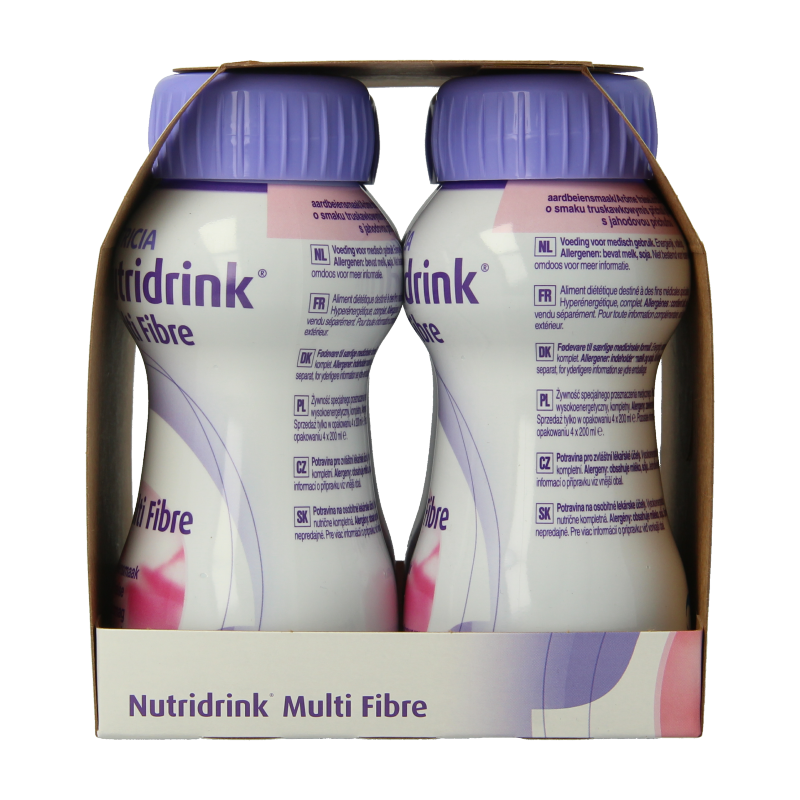Nutridrink Multi fibre aardbei 200ml 4 Stuks