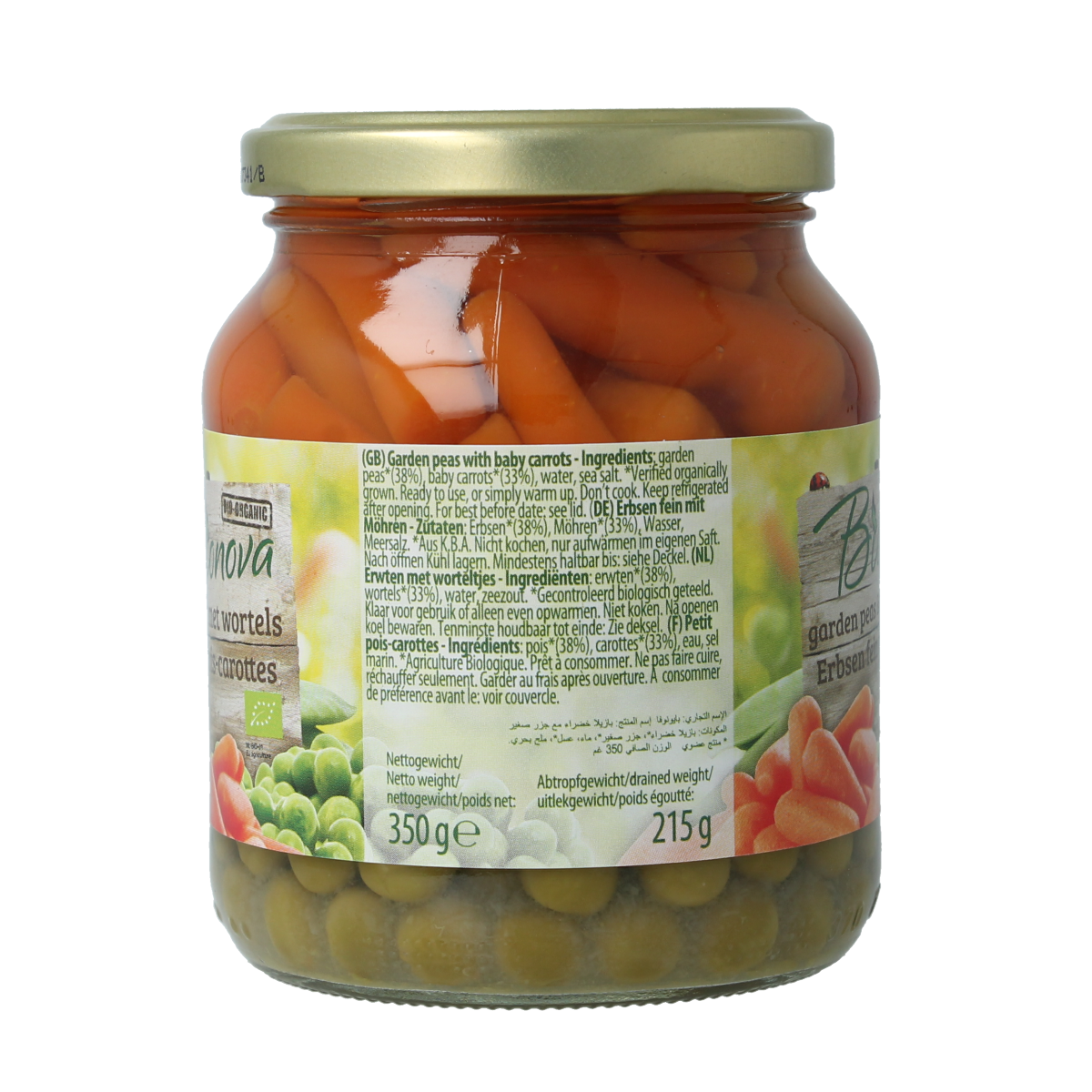 Bionova Doperwten met wortel bio 350.00 Gram