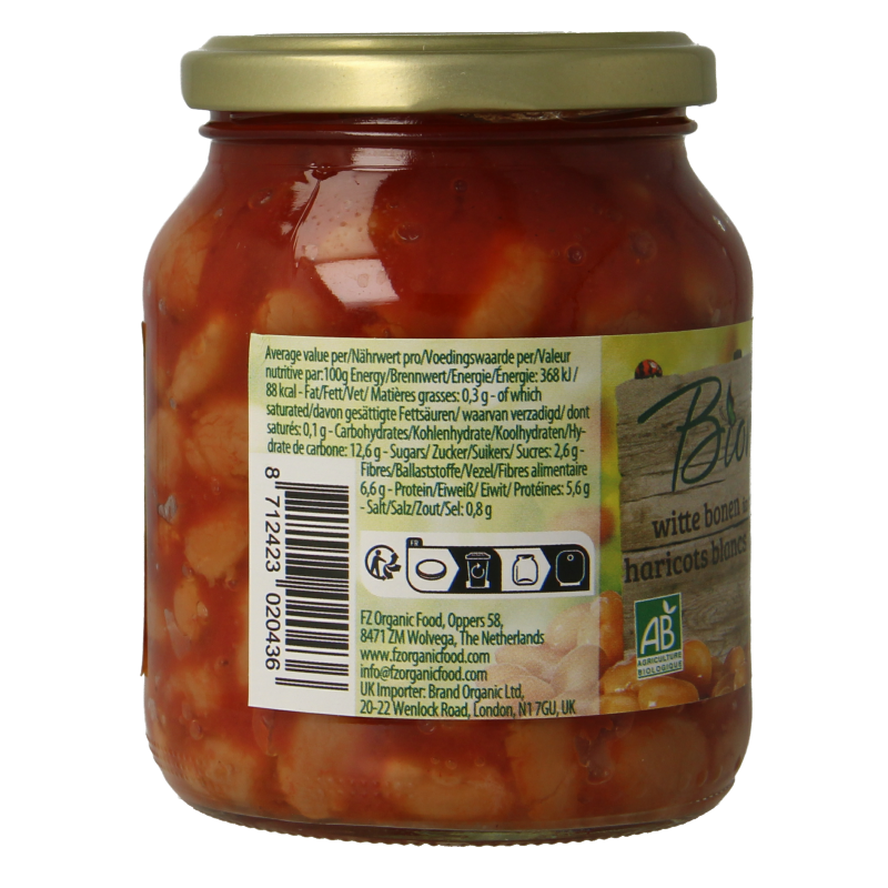 Bionova Witten bonen in tomatensaus bio 350 Gram