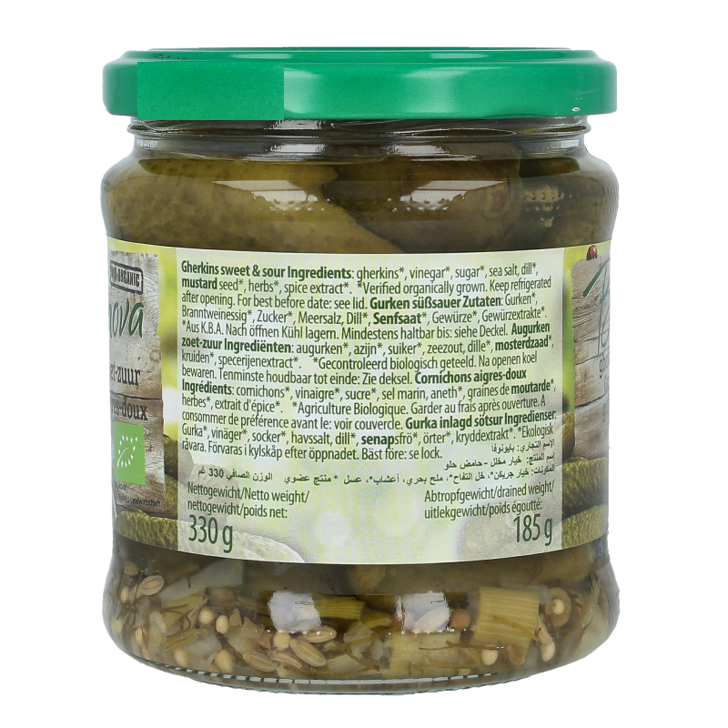 Bionova Augurken zoet zuur bio 330 Gram