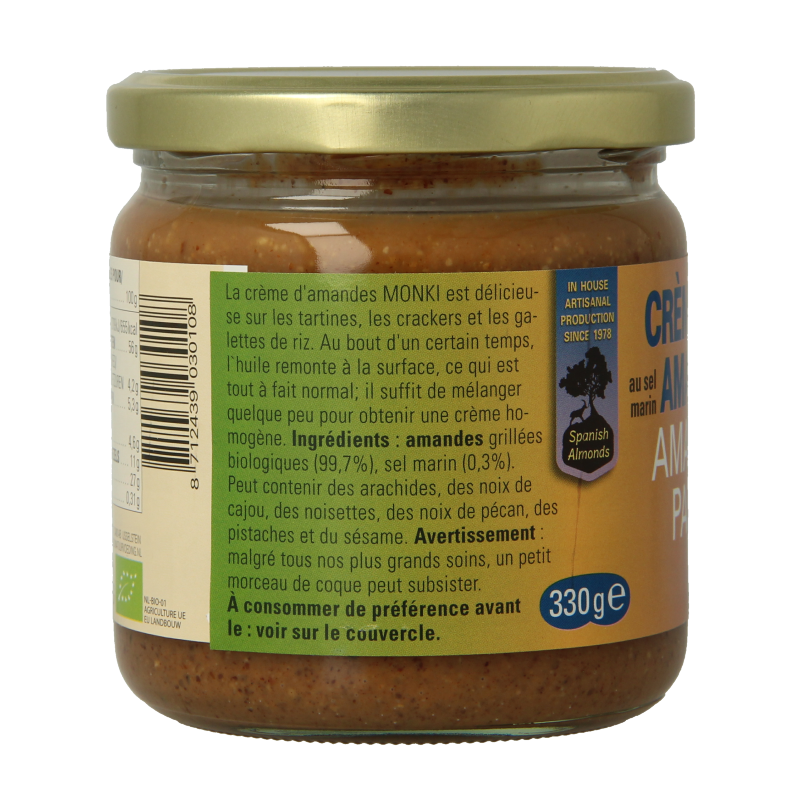 Monki Amandelpasta met zout bio 330 Gram