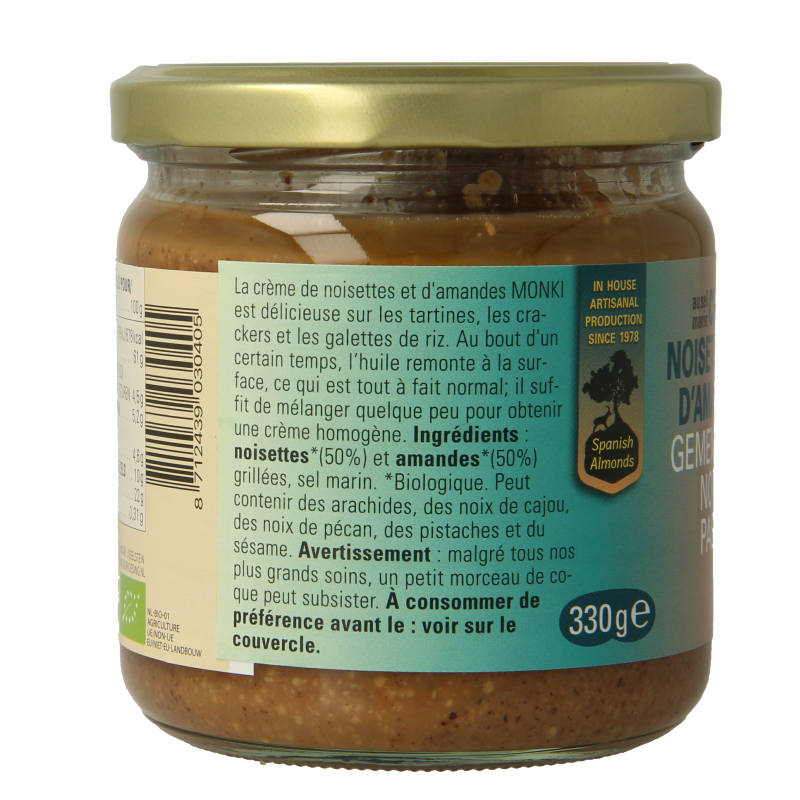 Monki Gemengde notenpasta met zout eko bio 330 Gram