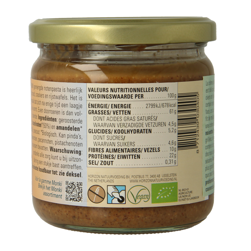 Monki Gemengde notenpasta met zout eko bio 330 Gram