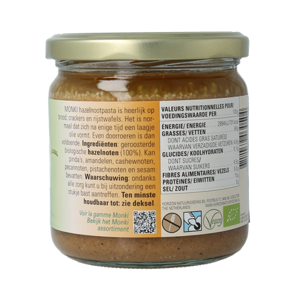 Monki Hazelnootpasta eko bio 330.00 Gram