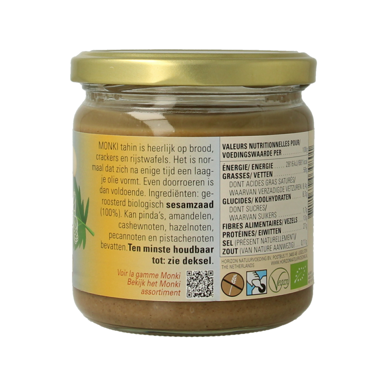 Monki Tahin zonder zout eko bio 330 Gram
