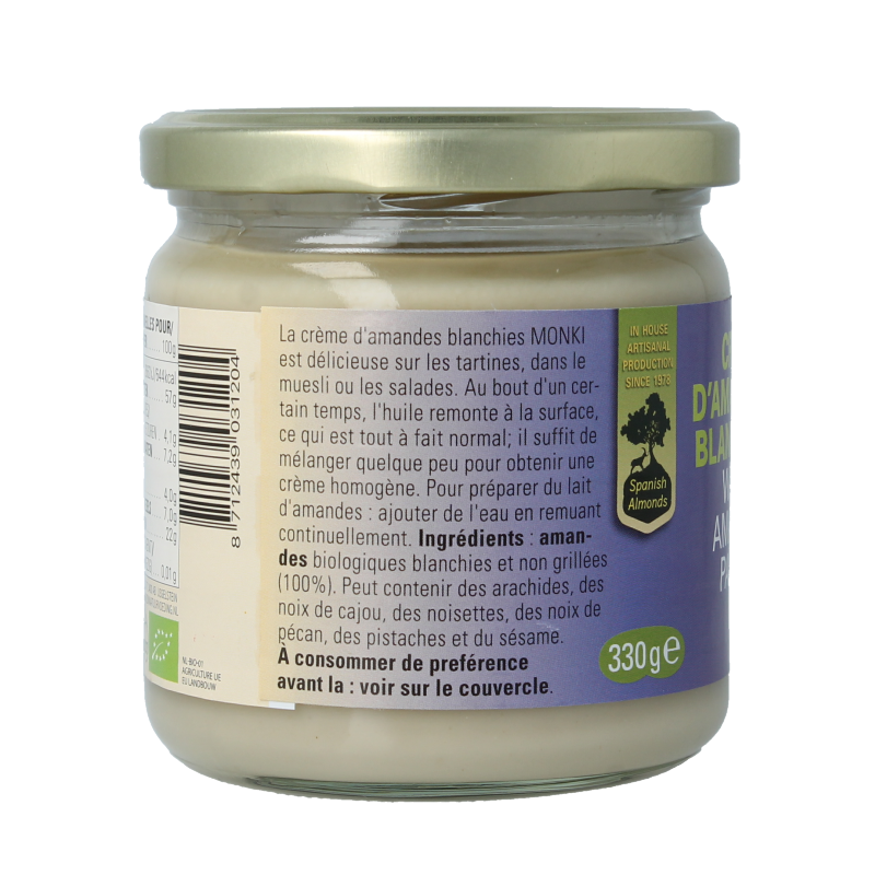 Monki Witte amandelpasta eko bio 330 Gram