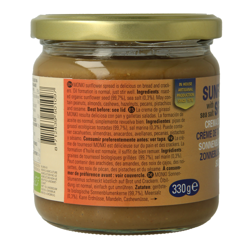 Monki Zonnebloempasta bio 330 Gram