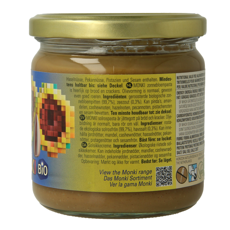 Monki Zonnebloempasta bio 330 Gram