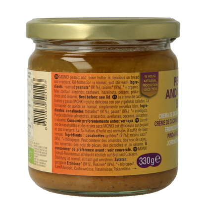 Monki Pinda rozijnenpasta bio 330.00 Gram
