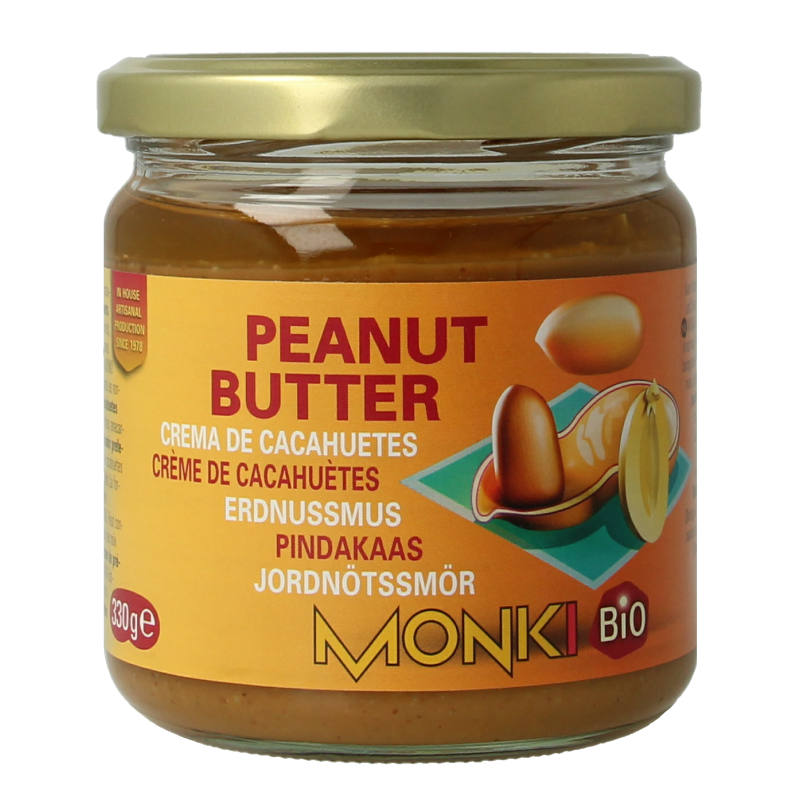 Monki Pindakaas zonder zout bio 330 Gram