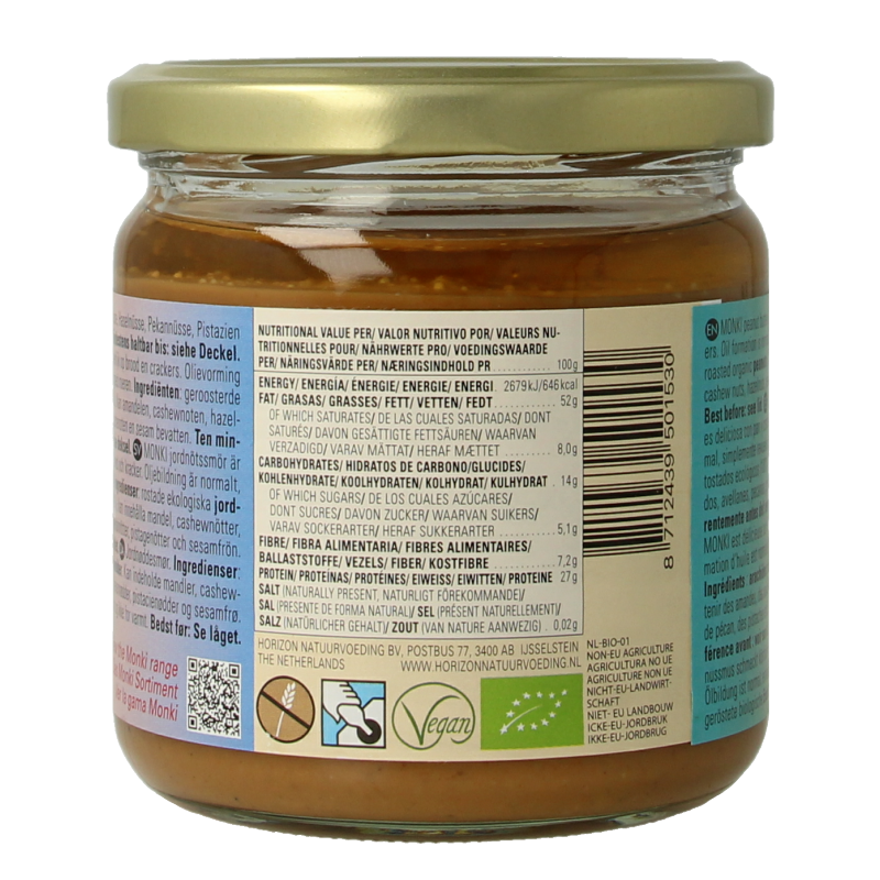 Monki Pindakaas zonder zout bio 330 Gram