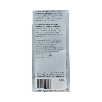 De Bron Buttertoffee suikervrij 65.00 Gram