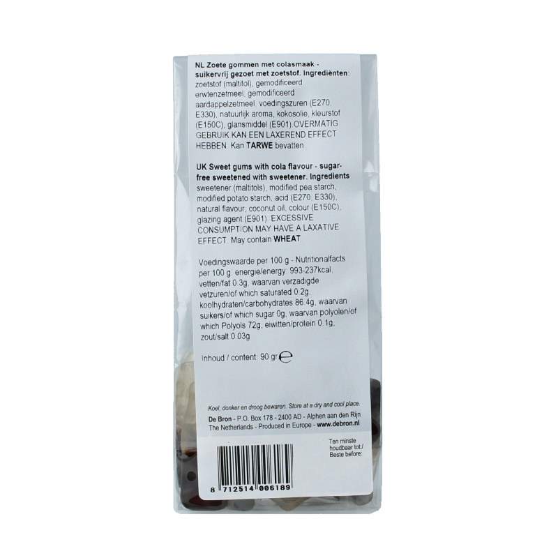 De Bron Cola gums suikervrij 90 Gram