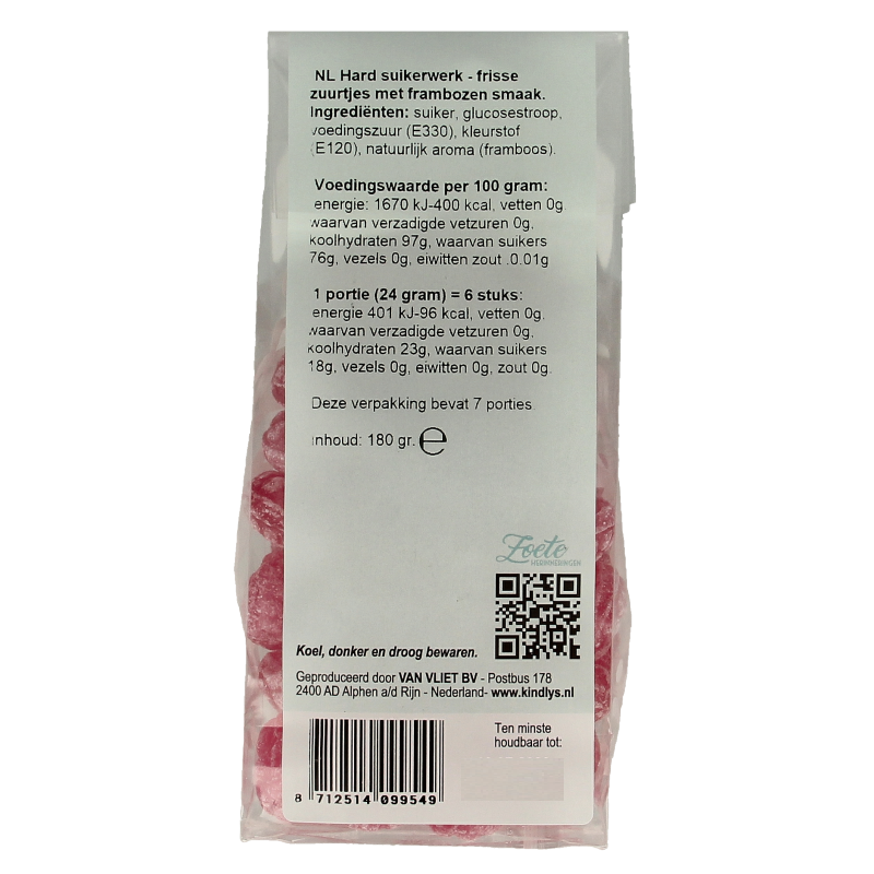 Kindly's Framboosjes zoete herinneringen 180 Gram