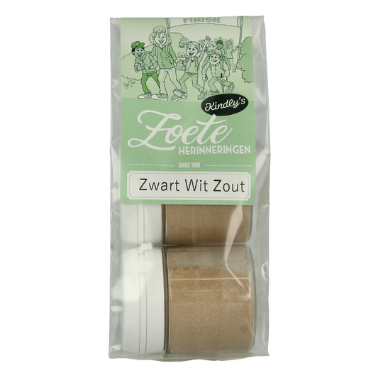 Kindly's Zwart wit potjes zout 25 gram 2 Stuks