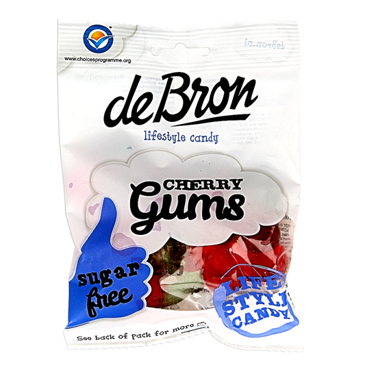 De Bron Kersen gums/cherry gums suikervrij 90 Gram