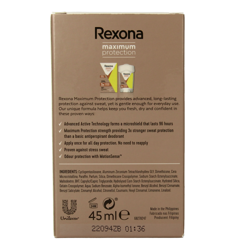 Rexona Deodorant maximum protection stress control 45 Milliliter