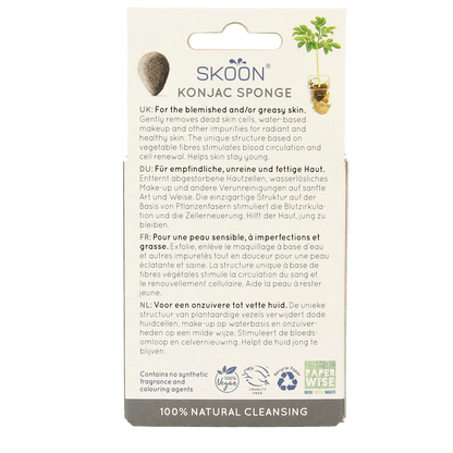 Skoon Konjac spons bamboo charcoal bio 1.00 Stuks