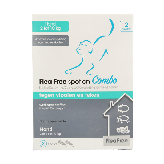 Flea Free Ectoline duo hond 2-10kg pipet 2 Stuks