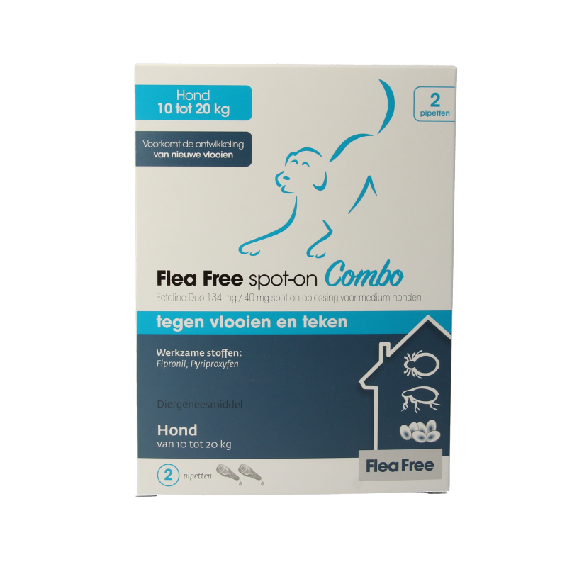 Flea Free Ectoline duo hond 10-20kg pipet 2 Stuks