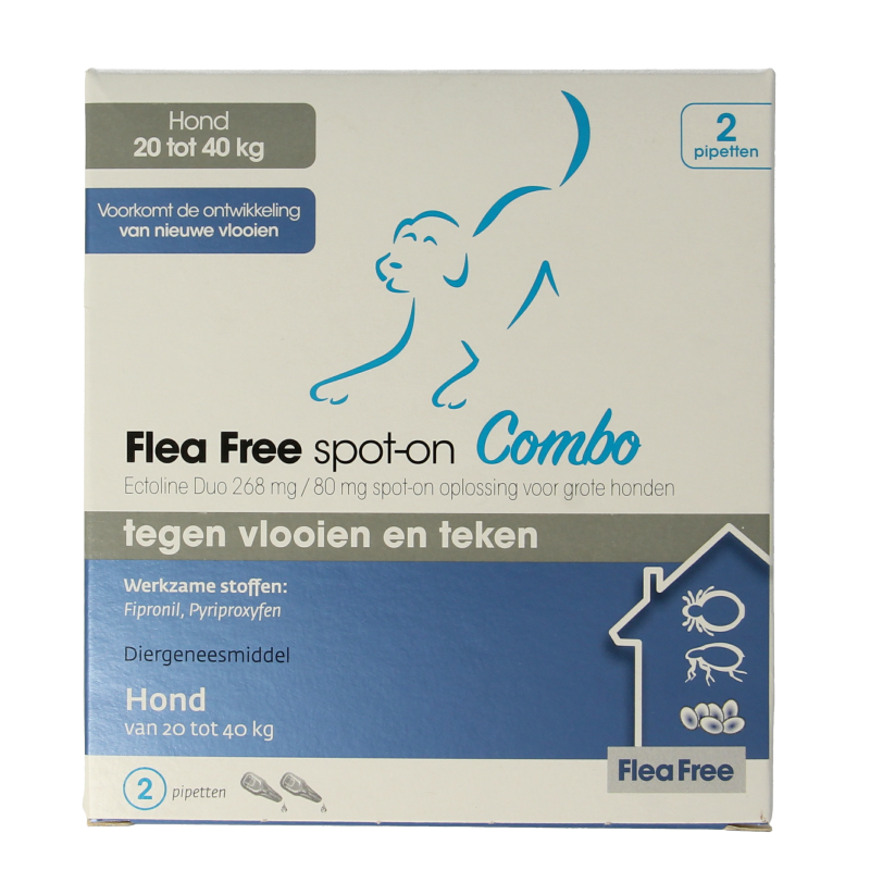 Flea Free Ectoline duo hond 20-40kg pipet 2 Stuks