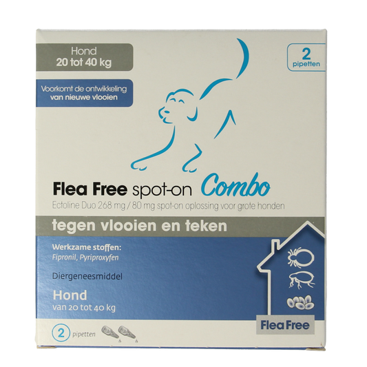 Flea Free Ectoline duo hond 20-40kg pipet 2 Stuks