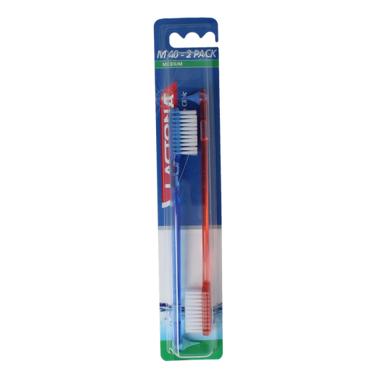 Lactona Tandenborstel M40 medium duo assorti 2.00 Stuks