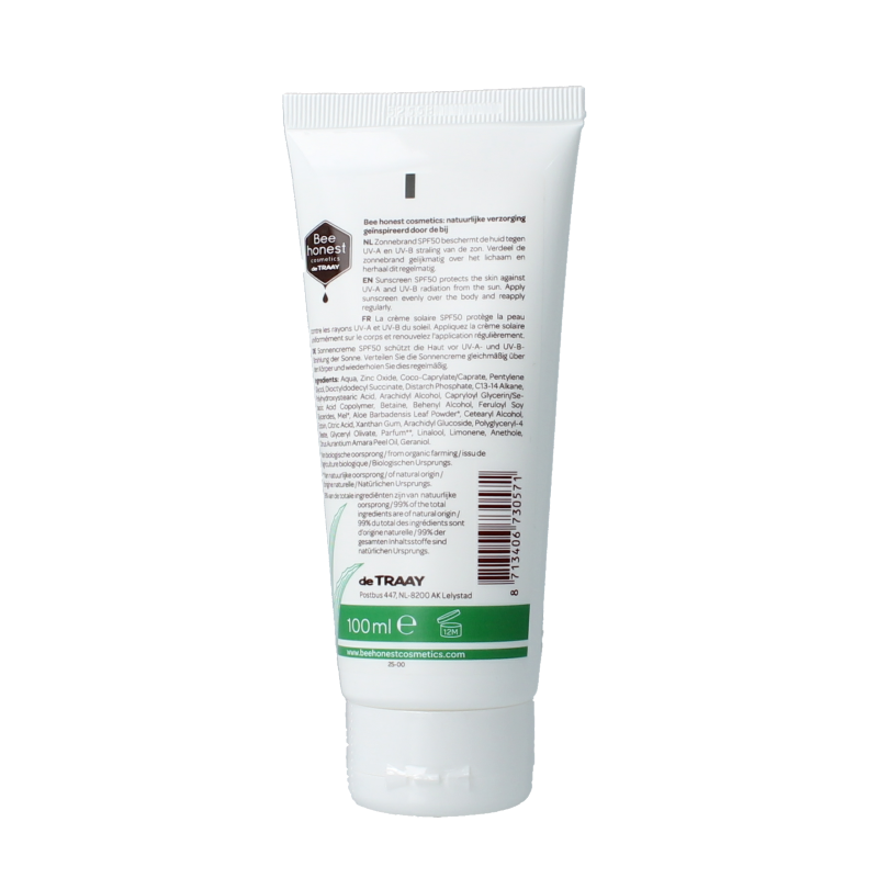 Traay Bee Honest Zonnebrand aloe & honing SPF50 100 Milliliter