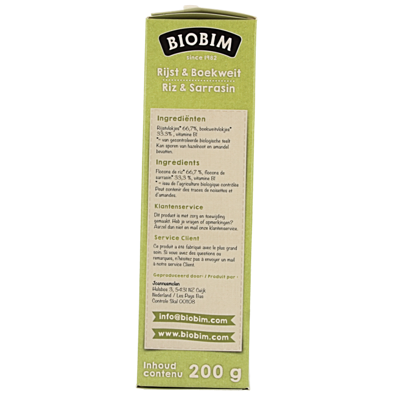 Biobim Baby rijst & boekweit 4 maanden bio 200 Gram