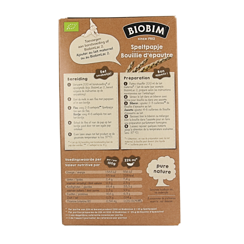 Biobim Speltpapje bio 250 Gram