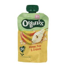 Organix Knijpfruit  mango, peer & granola 6+ mnd  bio 100.00 Gram