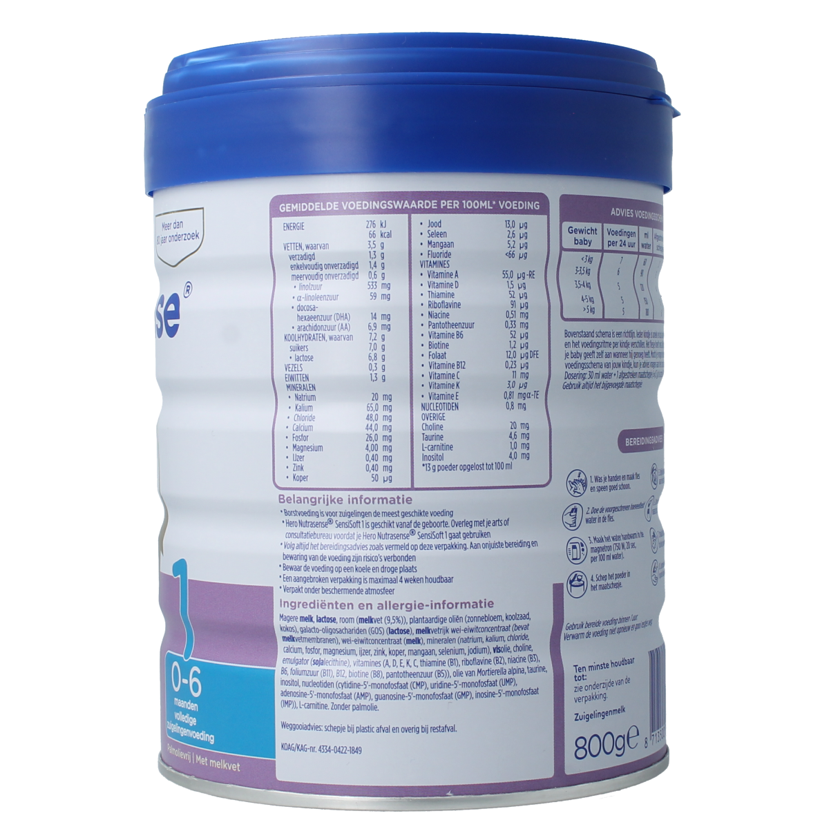 Hero Nutrasense SensiSoft 1 (0-6 mnd) 800.00 Gram