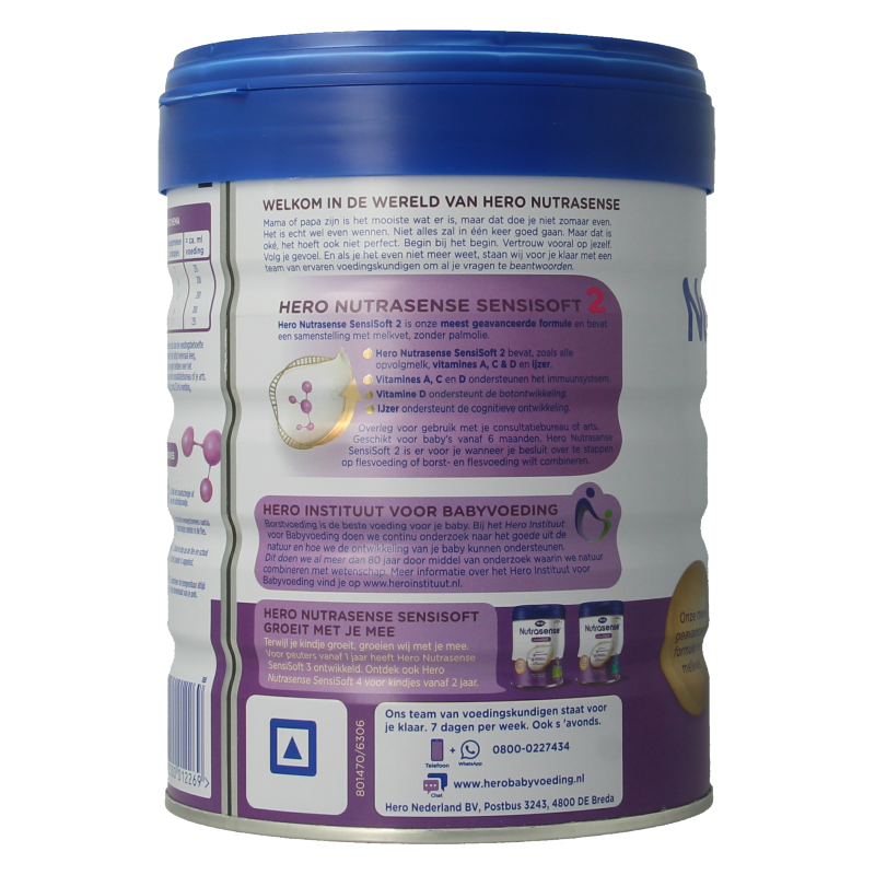 Hero Nutrasense SensiSoft opvolgmelk 2 (6-12mnd) 800 Gram