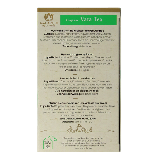 Maharishi Ayurv Vata theezakjes bio 15 Zakjes