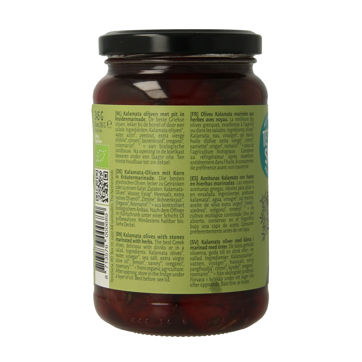 TerraSana Kalamata olijven in kruidenolie bio 345.00 Gram