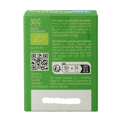 TerraSana Matcha premium groene thee bio 30.00 Gram