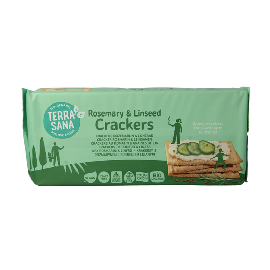 TerraSana Crackers rozemarijn & lijnzaad bio 250.00 Gram