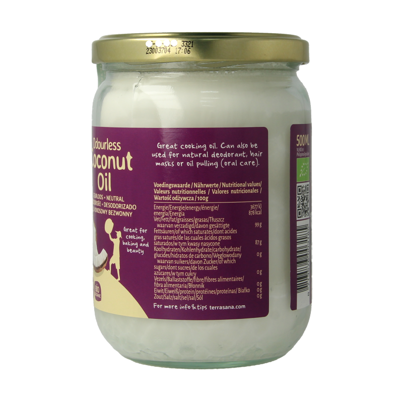 TerraSana Kokosolie geurloos bio 500 Milligram