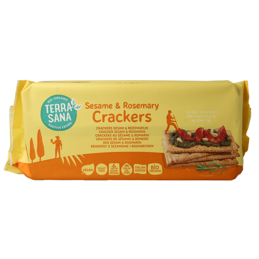 TerraSana Crackers sesam & rozemarijn bio 250.00 Gram