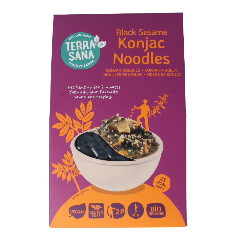 TerraSana Konjak noodles zwarte sesam bio 250 Gram