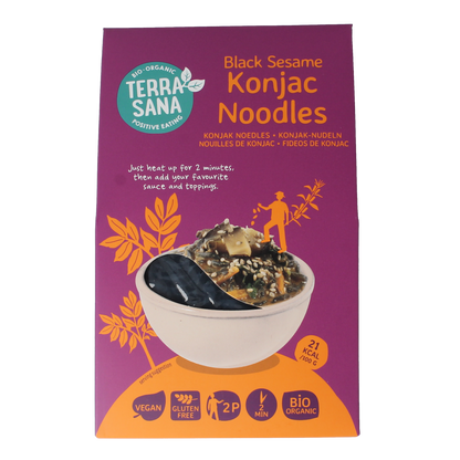TerraSana Konjak noodles zwarte sesam bio 250.00 Gram