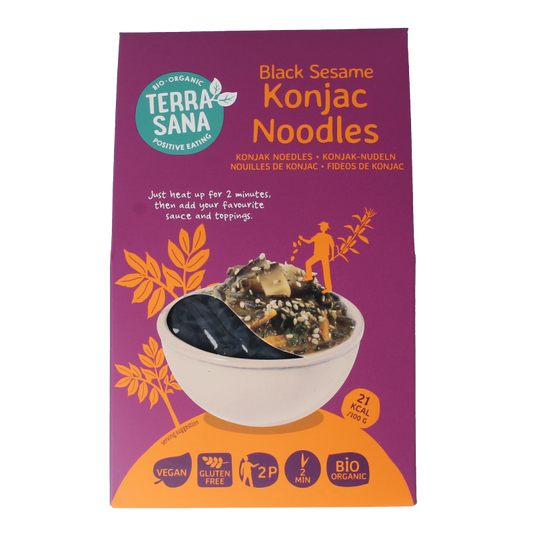 TerraSana Konjak noodles zwarte sesam bio 250 Gram
