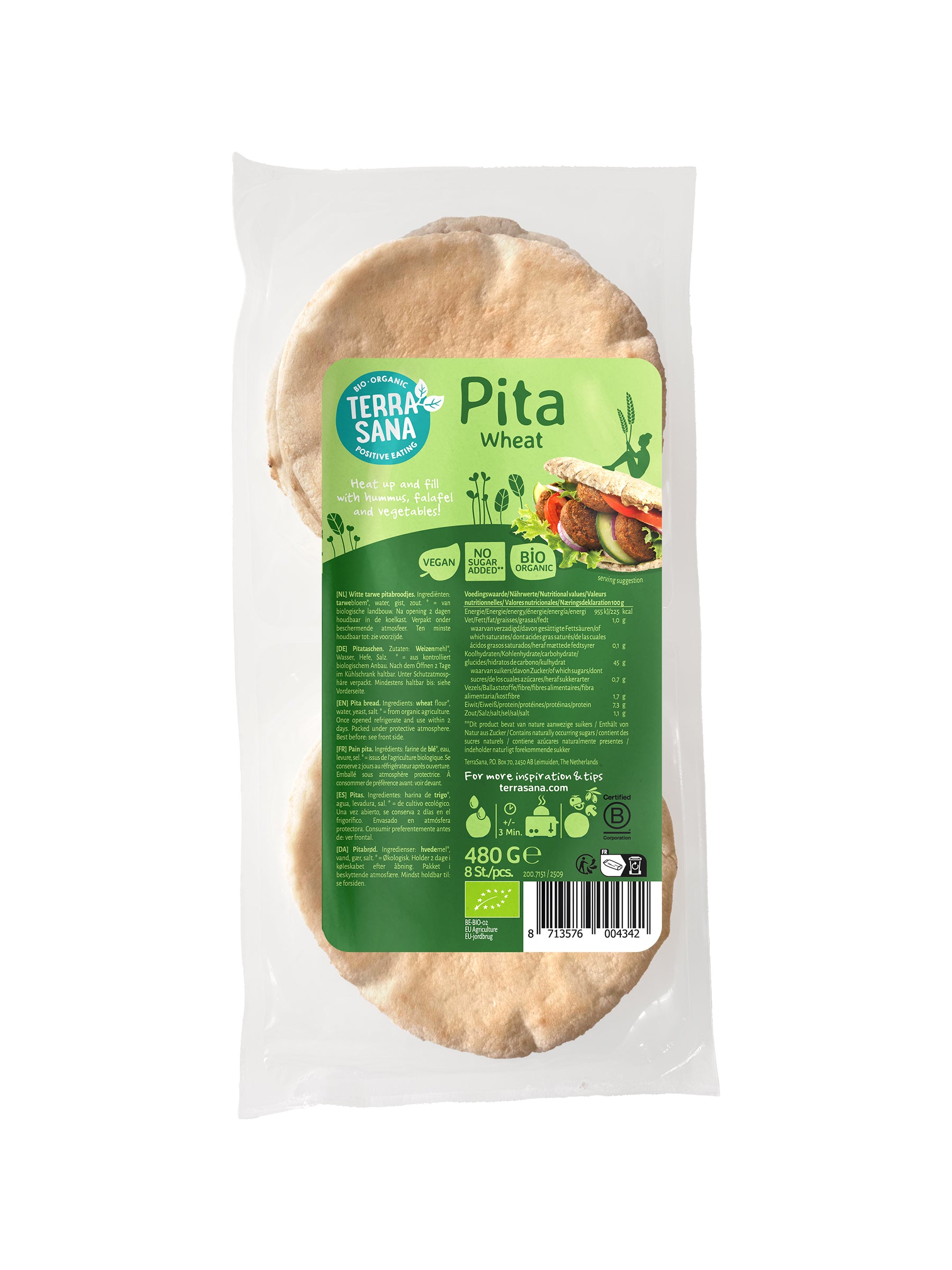 TerraSana Pitabrood tarwe bio 480 Gram