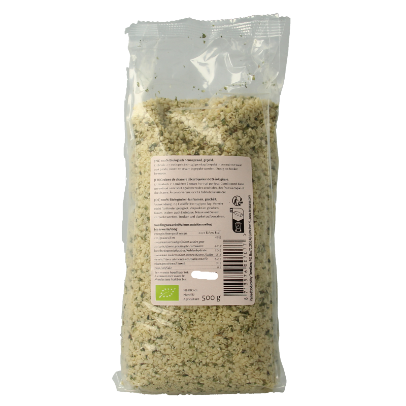 TerraSana RAW Hennepzaad gepeld bio 500 Gram