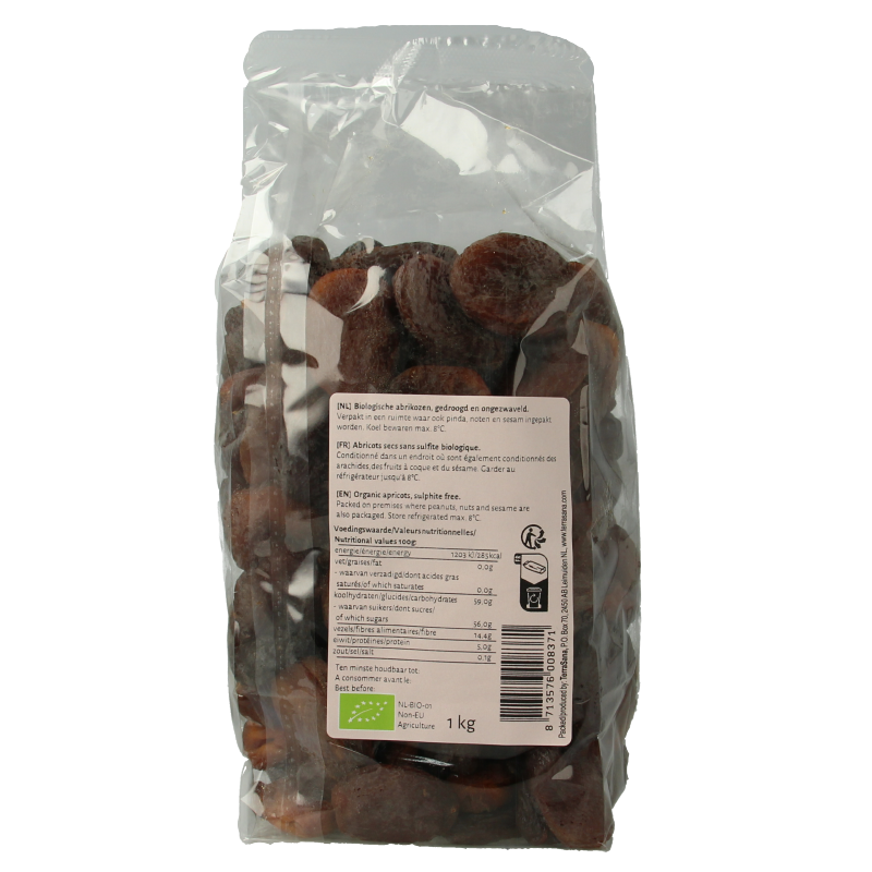TerraSana RAW abrikozen ongezwaveld bio 1 Kilogram